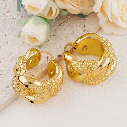 Plated Dubai Hoop Earrings for Bride, 2022 Trend Wedding Jewelry Set, Luxury Hook Earrings & Necklace for Women