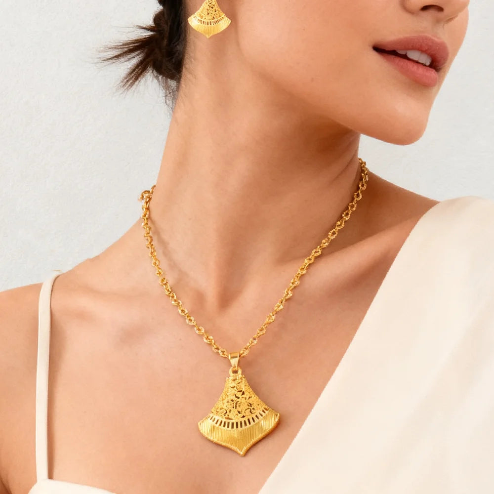 ethiopian jewelry set gold Necklace and earrings set for women high quality sets for women weddings mother set