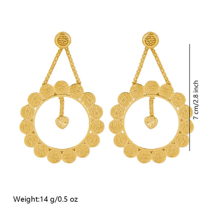 18k gold-plated large earrings Dubai luxury earrings for women with tassel hollow pendant banquet wedding Indian trendy jewelry