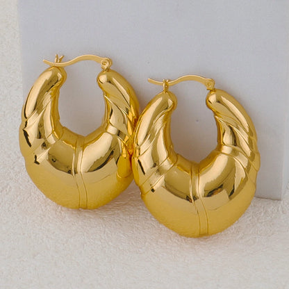 Vintage Fashion Glossy Stainless Steel Earrings Gold Plated Geometric Circle Earring For Woman New Trend Circle Earring Gift