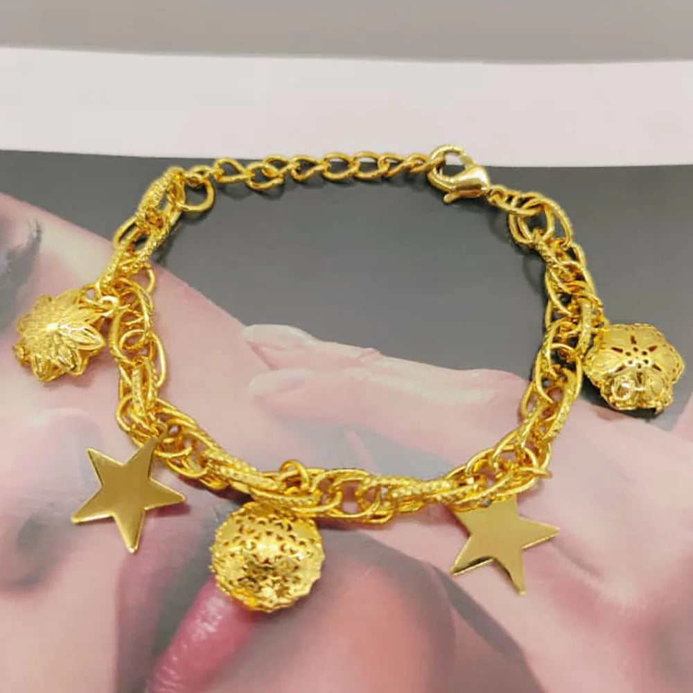 Simple Gold Color Bracelets Luxury Jewellery Women's High Quality Bracelet Non-fading Hand Jewelry Handmade Link Chain bts