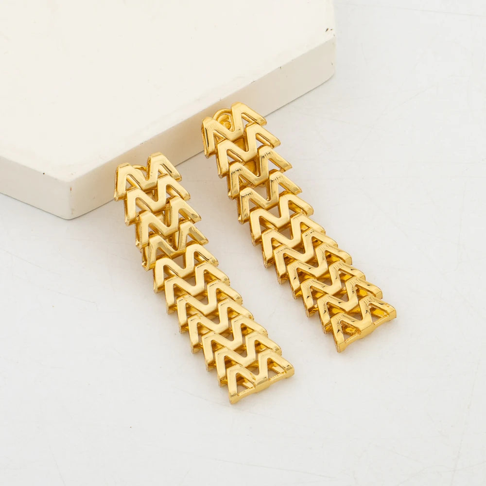 Brazilian Gold Color Jewlery Set for Women Punk Design Choker Necklace and Earrings Bracelet Set for Weedings Bride Jewelry Gift