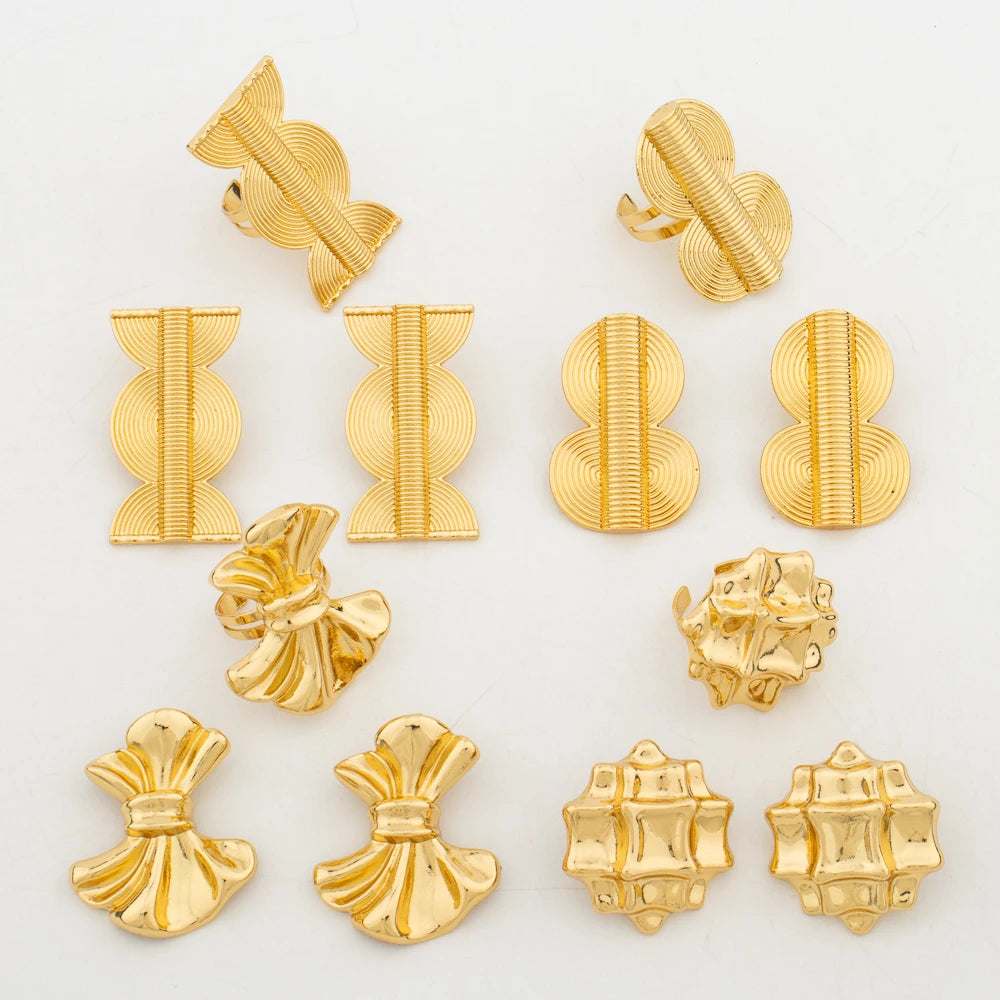 Dubai Earring Set & Ring for Women, New African Bridal Wedding Jewelry Sets Gift Jewellery Woman Party Accessories