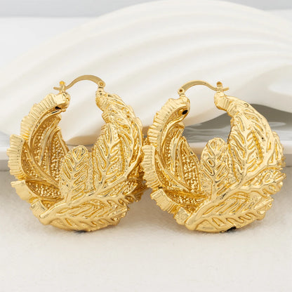 Gold Color Earrings for Women Jewelry Fashion Dubai Africa Bold Earrings Daily Wear Luxury Party Wedding Jewellery Accessary