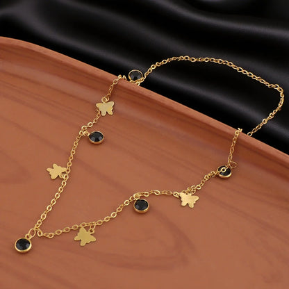 316L Stainless Steel Geometric Colorful Crystal Zirconia Pendant Necklace For Women Fashion Neck Chain Aesthetic Jewelry Gift