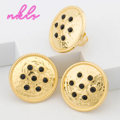 Dubai Round Jewelry Set for Women  Luxury African Bangle Earrings Necklace Ring Wedding Party Gift earring set je