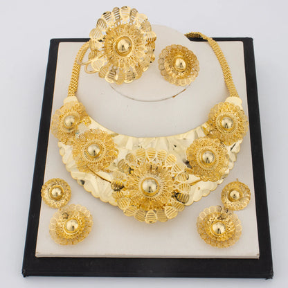 2025 Luxury-Plated Elegant Jewelry Set for Women – Necklace, Bracelet, Ring & Earrings, Noble Design Gift for Wedding