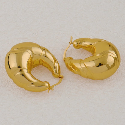 Vintage Fashion Glossy Stainless Steel Earrings Gold Plated Geometric Circle Earring For Woman New Trend Circle Earring Gift
