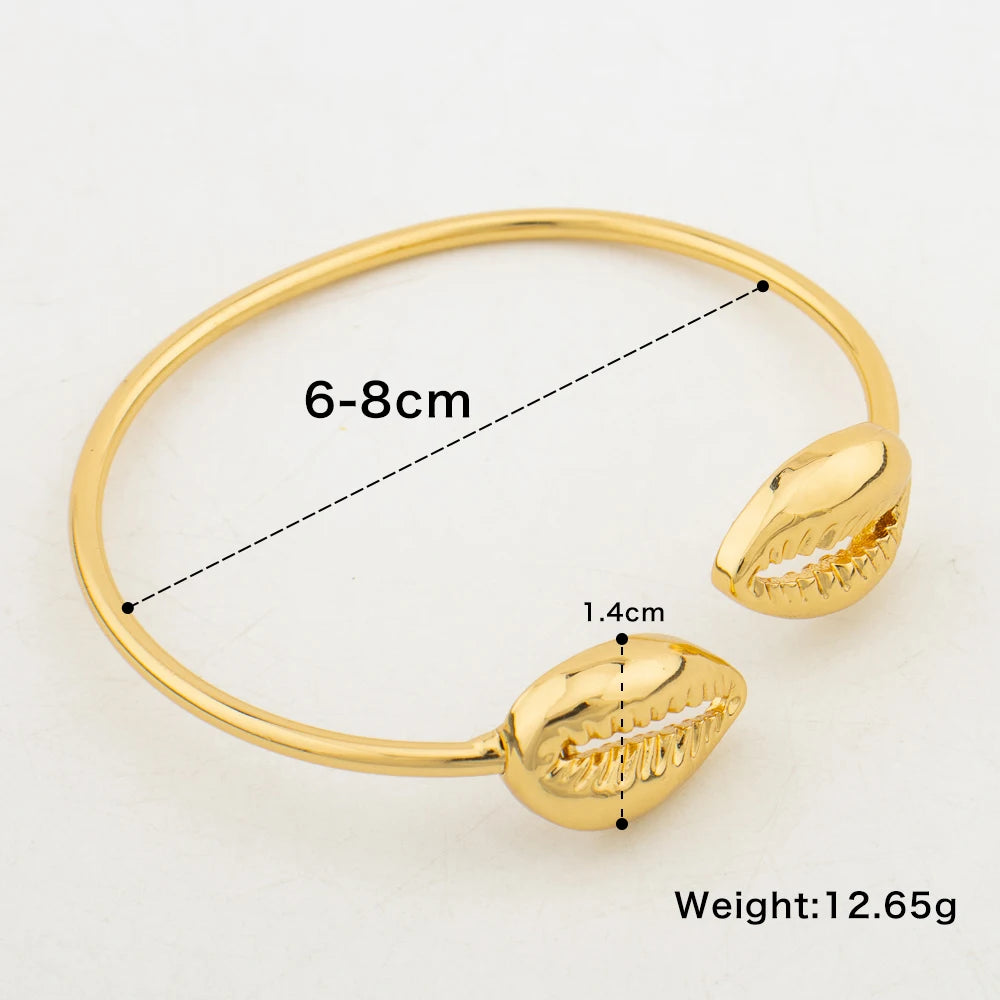 Simple Vintage Water Drop Open Cuff Bangles for Women 2025 Trend Shell Jewellery Geometric Arm Bracelet Aesthetic Jewelry Gifts