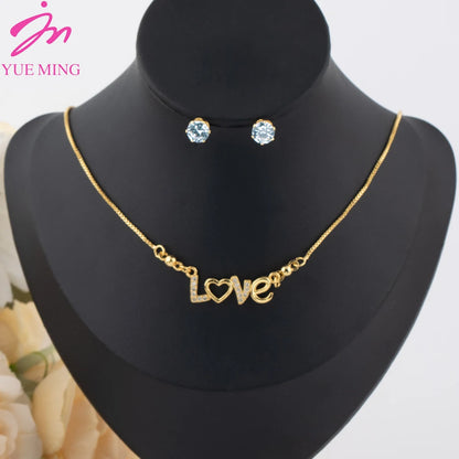Delicate Brilliant Zirconia Earrings Necklace for Women France Italy Charm Bridal Wedding Jewelry Set Stage Wearing Accessories