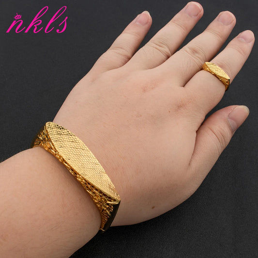 dubai woman bangle ring jewellery Color Dubai Arab Cuff Bangle Ring  Micro Crystal Inlaid  Daily Wear Elegant Gift