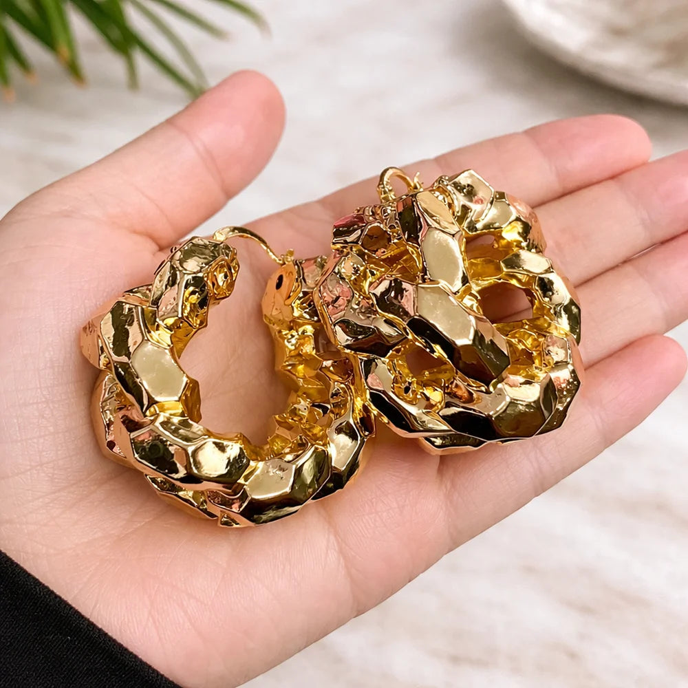 Luxury Dubai Hoop Earrings Women's Jewelry Large Drop Earrings Nigeria Wedding Bridal Earrings Jewelry Wholesale Party