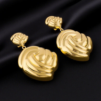 Dubai Gold Color Jewelry Set for Bridal 18k Gold Plated Big Necklace and Stud Earrings African Elegant Party Bangle Ring Jewelry