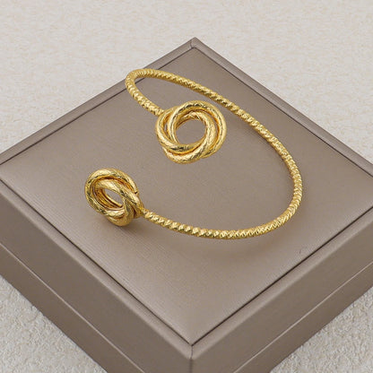 4Pcs/Set Gold Color Interlocking Circles Roman Numbers Jewelry Sets Stainless Steel Necklace Bracelet Earrings Ring  Design Sens