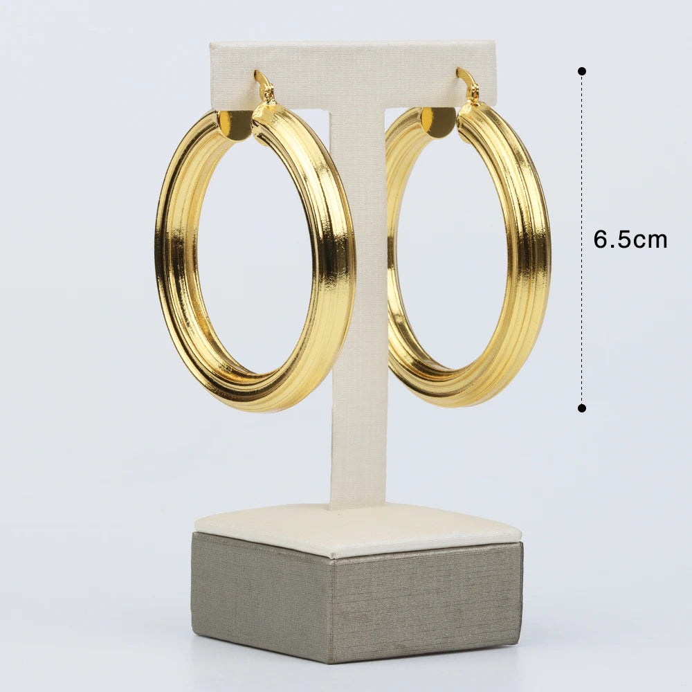 2025 Chic 6.5 cm Oversized Hoop Earrings for Women, Lightweight Statement Jewelry for Daily & Party