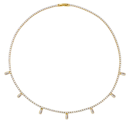 Waterproof Hypoallergenic Colorful Cubic Zirconia Stone Necklace Jewelry Set 18K Gold Plated Women's Necklace Jewelry