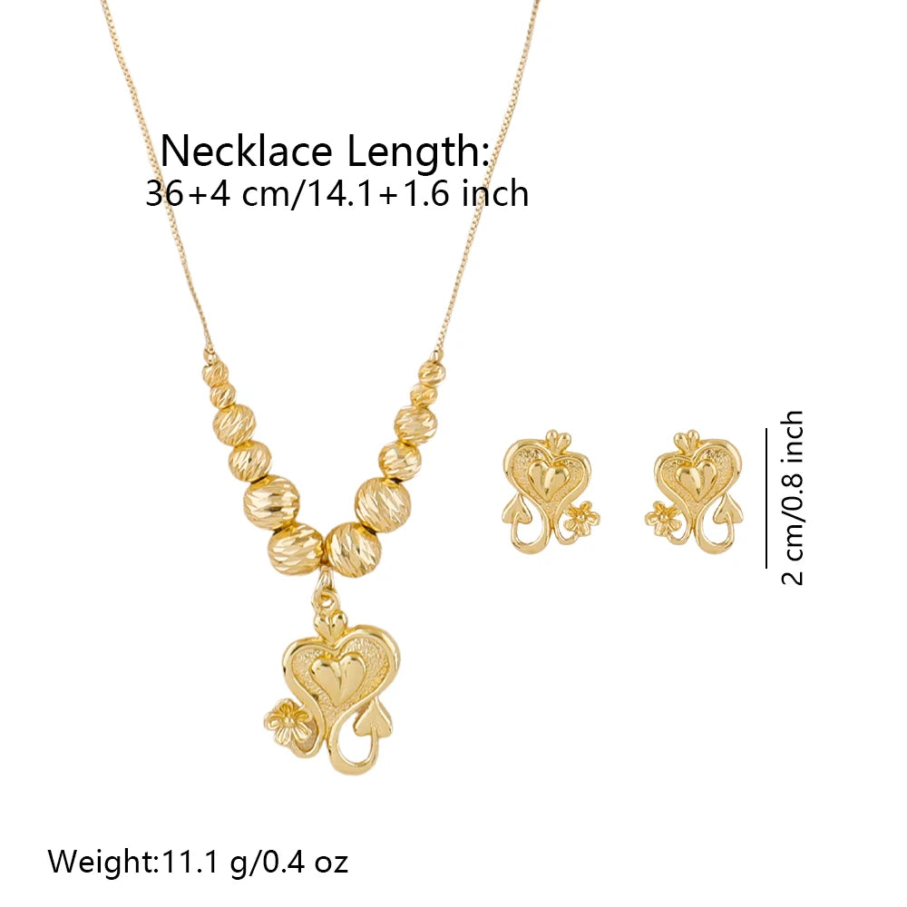 Geometric Earring Set Love Necklace Women Luxury Design Gold Plated Jewelry Set Fashion Dubai Jewelry Vintage Accessories Party
