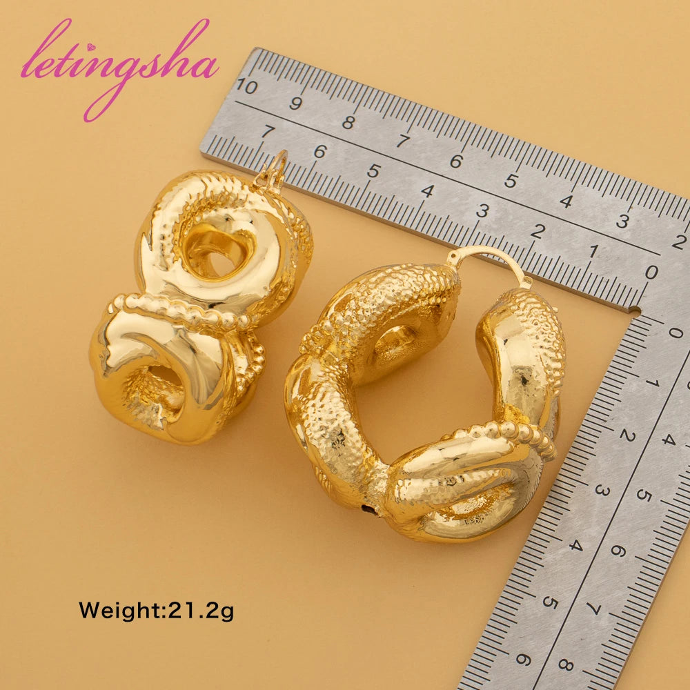 Fashion Copper Geometric Large Earrings 18K Gold Plated Hoop Earrings for Women Party Wedding Jewelry Wholesale