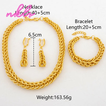 Dubai Jewelry Set for Women Fashion Classic Earrings Exquisite Necklace Dating Bracelet Elegant Ring Ladies Jewellery Accessory