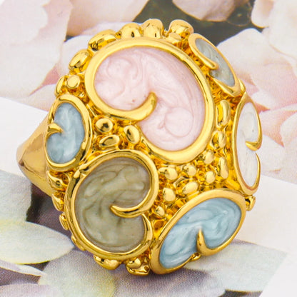 Luxurious Women's Colorful Heart Ring Gold Plated Trendy Jewelry Gift for Party Women's Day Mother's Day Women's Day Party