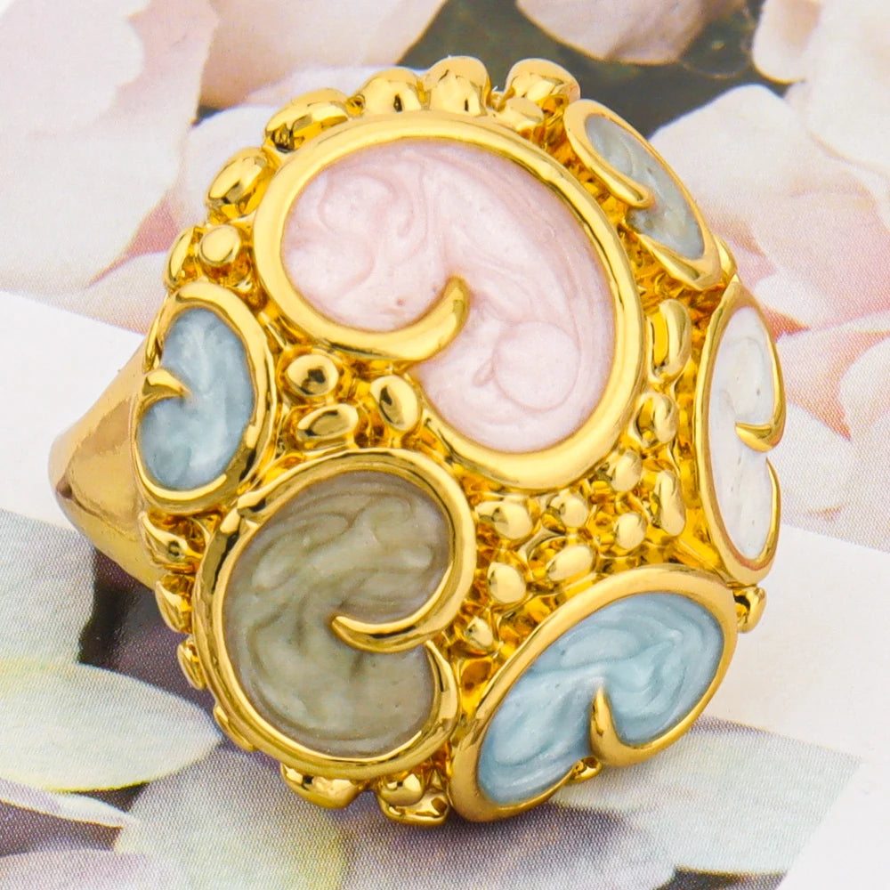 18K Gold Colorful Heart Ring for Women, Luxurious Trendy Jewelry Gift for Party & Women’s Day Mother’s Day, Jewellery Woman Pr