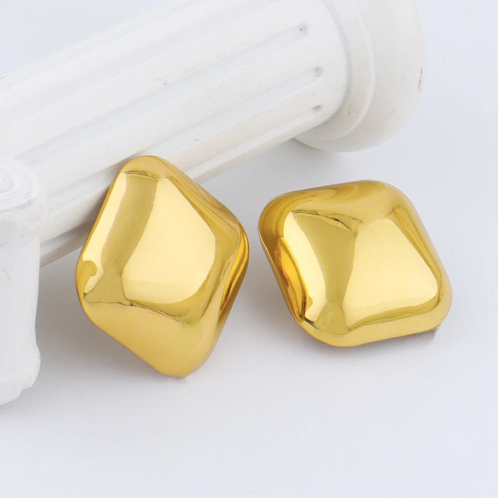 Stainless Steel Square Stud Earrings For Women 18K Gold Plated  Geometric Earring Trendy Weeding Jewelry Accessories Gift