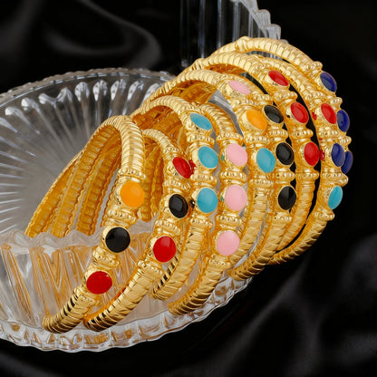 Fashion Multy Colors Personalized 18k gold plated ring and bracelet jewelry set daily wear High Temperament bracelets Girl Gift