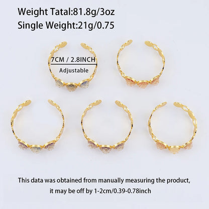 New Stylish Round Cuff Bangle Gold Plated Cubic Zirconia Floral design Charm Bracelet Party Women Men Gifts Jewelry