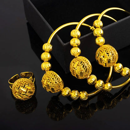 2025 New Gold Plated Stainless Steel Chain Bracelet and Ring for Women Couple Fashion Party Wedding Jewelry Gift