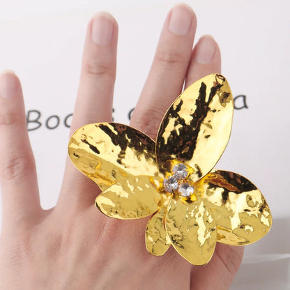 Exaggerated Punk Irregular Alloy Petals Earrings ring for Women Fashion Exaggerated Design Party Jewelry Party Gifts