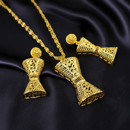 Dubai 24K Gold Color Jewelry Sets Wedding African Necklace Earrings For Women Nigerian Indian Bridal Costume Set Party Gifts