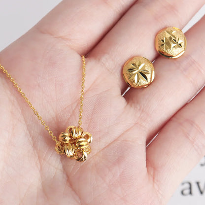 France Exquisite Gold Color  Women Jewelry Africa Urban Beauties Stainless Steel Pendant Necklace Earring Set Party Daily Gifts