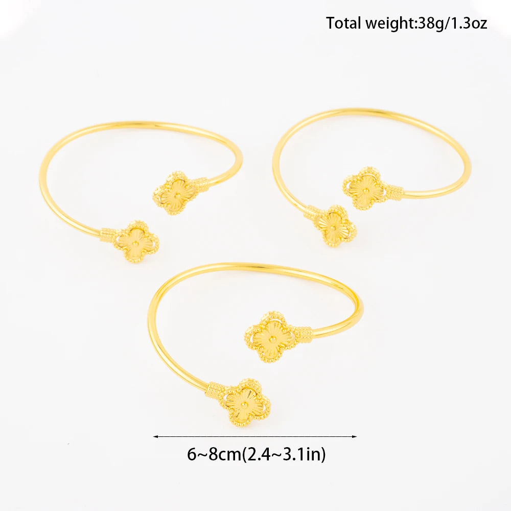 New Design Classic Luxury Stainless Steel Clover Bracelets Ring Elegant Temperament For Woman Jewelry Daily Wear Festival Gifts