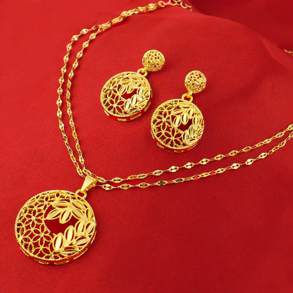 Dubai Ball 24k Gold Plated Jewelry Sets for Women Indian Bridal Costume Zinc Alloy Necklace Earrings Sets Wedding Party Gifts