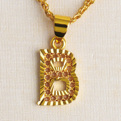 Fashion Gold Plated 26 Initial Letter Pendant A-Z Letters Necklaces English Letter Alphabet Figaro Chains Gold Color Jewelry