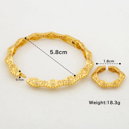 Women's Bracelet with Ring Gold Color Charm Bracelets Exquisite Cuff Bangles Hollow Out Design Open Ring Fashion Jewelry Gifts