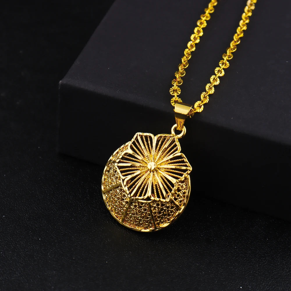 Elegant Dubai Bridal Gold-Tone Jewelry Set for Women Mid-East Necklace Earrings Indian Wedding Party Gift Costume Charm
