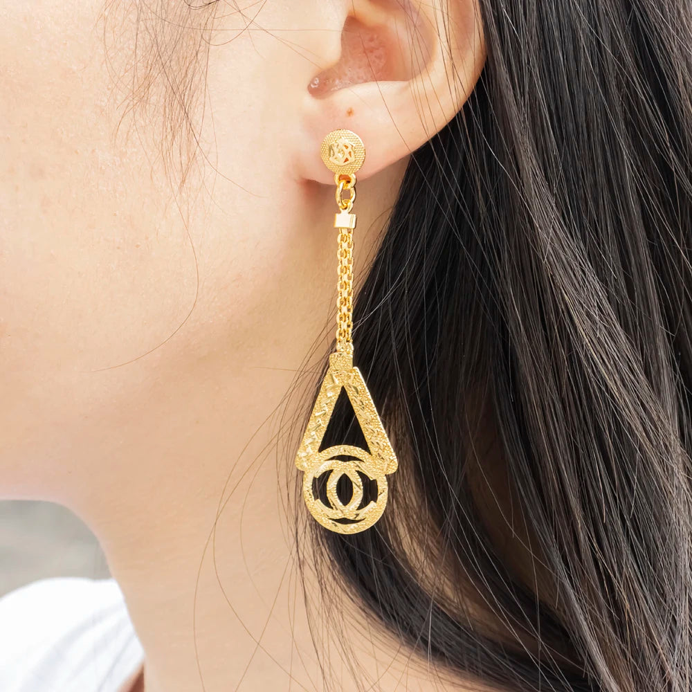 Gold Color Earrings for Women New Arrival 18K Gold Plated Copper Fashion Long Dangle Earrings Charm Wedding Party Jewelry Gift - YUEMING JEWELRY