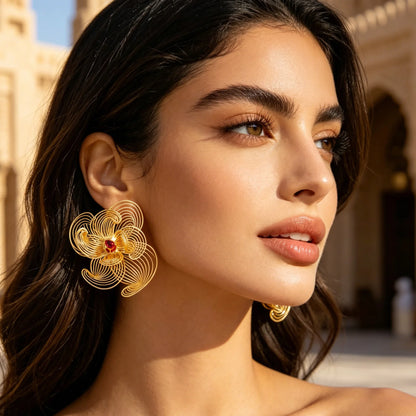 Luxury African Dubai Gold Color Jewelry Set For Women Long Chain Tassel Necklace Set Ethiopian Bride Wedding Bridal Gifts