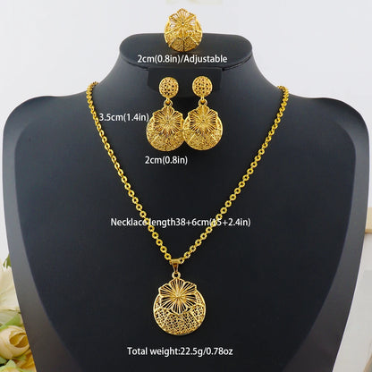 fashion gold jewelry set stainless steel earrings necklaces for women simple Personality gift wedding party Accessories