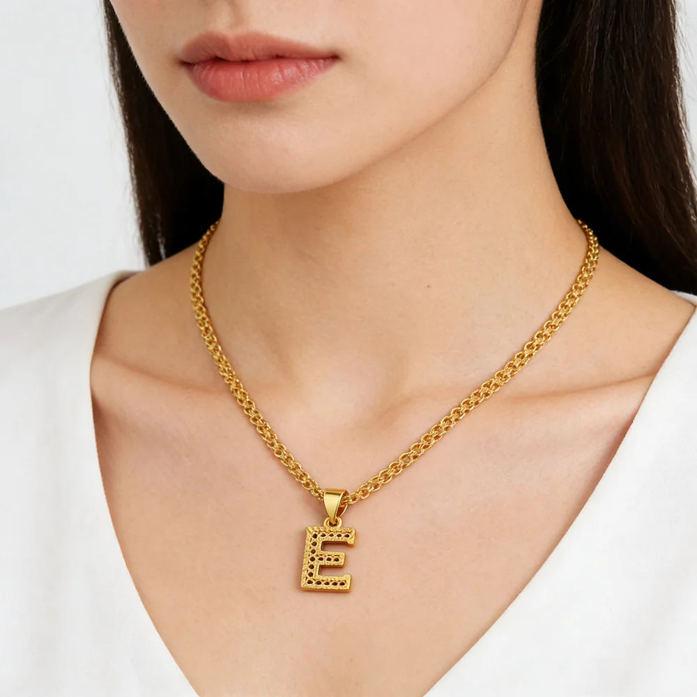 Fashion Gold Plated 26 Initial Letter Pendant A-Z Letters Necklaces English Letter Alphabet Figaro Chains Gold Color Jewelry