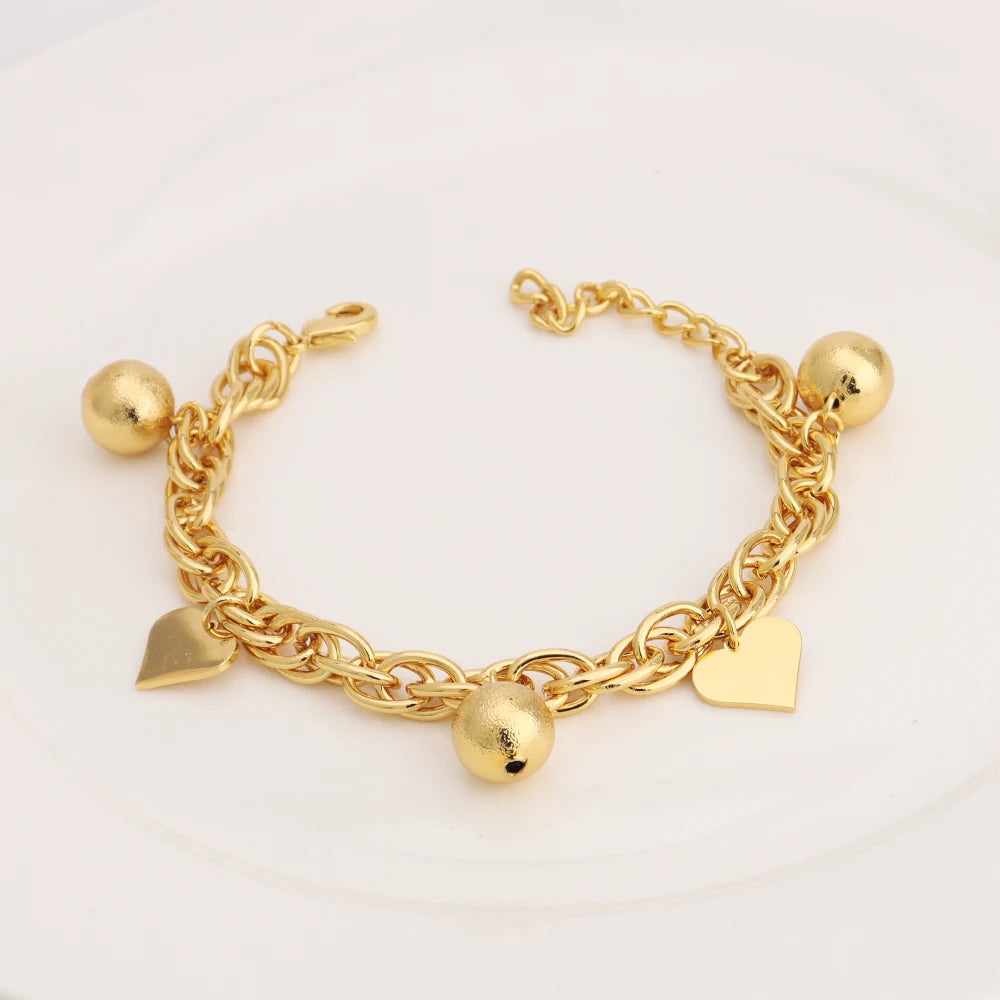 Stainless Steel Hollow Chain Bracelet Women Personalized Charm Jewelry Earrings Set Rust Proof Bangle Gift**