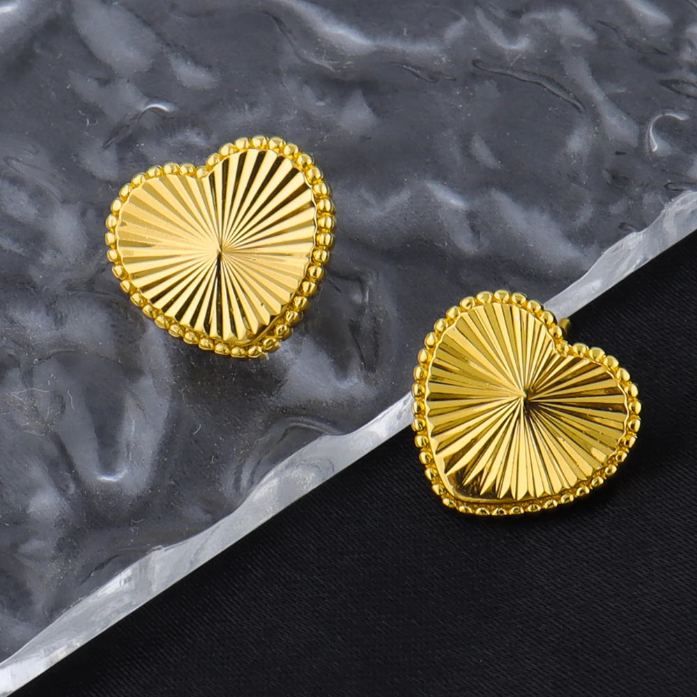 2026 Fashion Heart Earrings Pendant Chain For Women Italy France America Bride Gold Color Jewelry Set Wedding Lovers Dating Gift