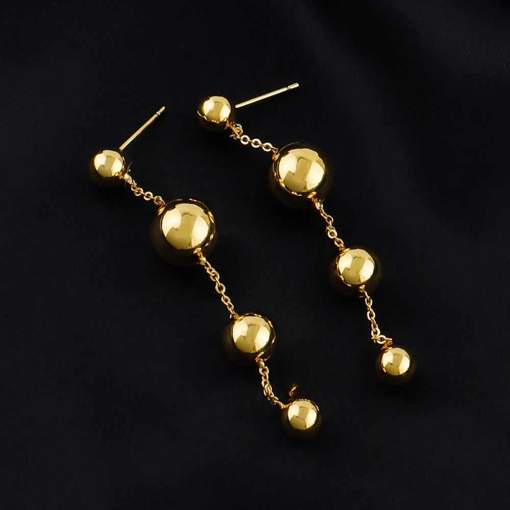 18K Glod Plated Stainless Steel Beads Earrings Necklaces for DIY Fashion Jewelry for Girls Rolo Chain Fashion Beaded Jewelry