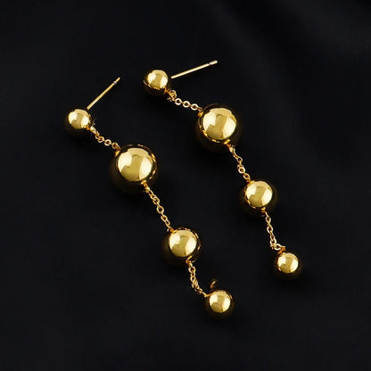 18K Glod Plated Stainless Steel Beads Earrings Necklaces for DIY Fashion Jewelry for Girls Rolo Chain Fashion Beaded Jewelry