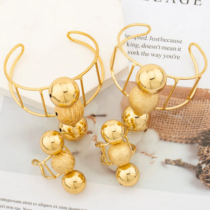 4Sets/lot Bangle with Ring African Jewelry for Weddings Dubai 18k Gold Color Cuff Bracelet and Finger Ring 2Pcs Set for Weddings