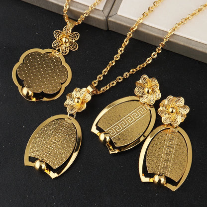 Luxury Delicate Gold Color Necklace and Earrings Set for Women France Nigeria Daily Lightweight Jewelry Gifts for Party Wedding