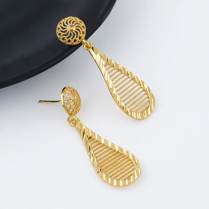 Hot Selling Italian 24k Gold Plated Jewelry Set Women's Wedding Party Banquet Big Pendant Earrings Bracelet Ring Sets Gifts