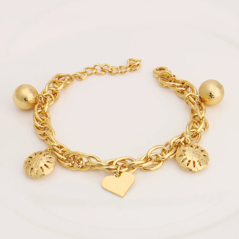 Stainless Steel Hollow Chain Bracelet Women Personalized Charm Jewelry Earrings Set Rust Proof Bangle Gift**