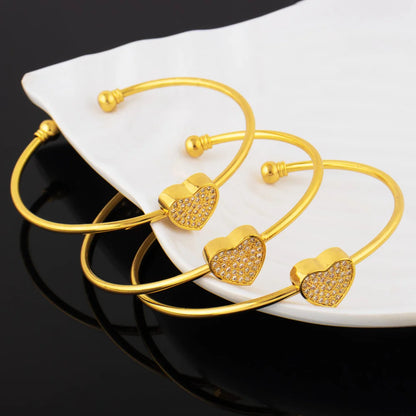 Hot New Fashion Adjustable Crystal Love With Heart-Shaped Bracelet Charm Bangles For Women's Daily Wear Jewelry Gifts